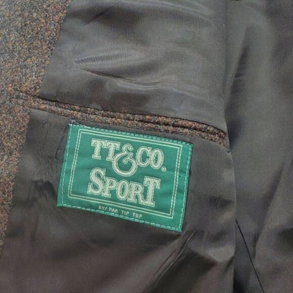 Vintage 90s Tip Top Mens Sport Coat Jacket Speckled Brown Orange Deep Pocket 40R - Picture 4 of 12